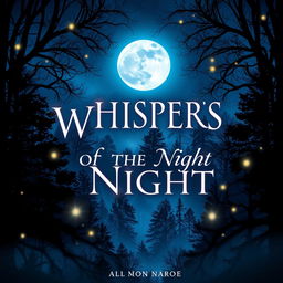 A captivating and visually striking book cover design for a fictional book titled 'Whispers of the Night'