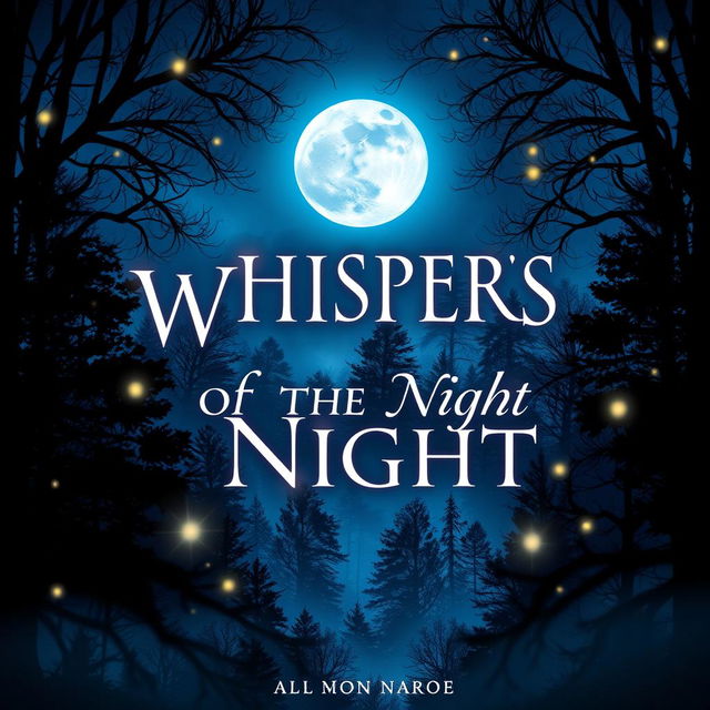 A captivating and visually striking book cover design for a fictional book titled 'Whispers of the Night'