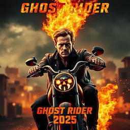 An electrifying teaser poster for 'Ghost Rider (2025)', featuring Ryan Gosling as the iconic anti-hero