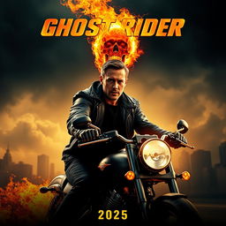 An electrifying teaser poster for 'Ghost Rider (2025)', featuring Ryan Gosling as the iconic anti-hero