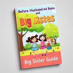 A vibrant and engaging book cover design for a guide titled 'Before Husband and Babies: Big Sister Guide'