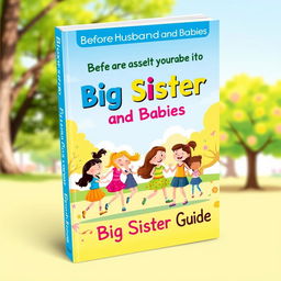 A vibrant and engaging book cover design for a guide titled 'Before Husband and Babies: Big Sister Guide'