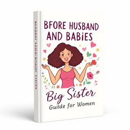 A visually appealing book cover design for a guide titled 'Before Husband and Babies: Big Sister Guide for Women'