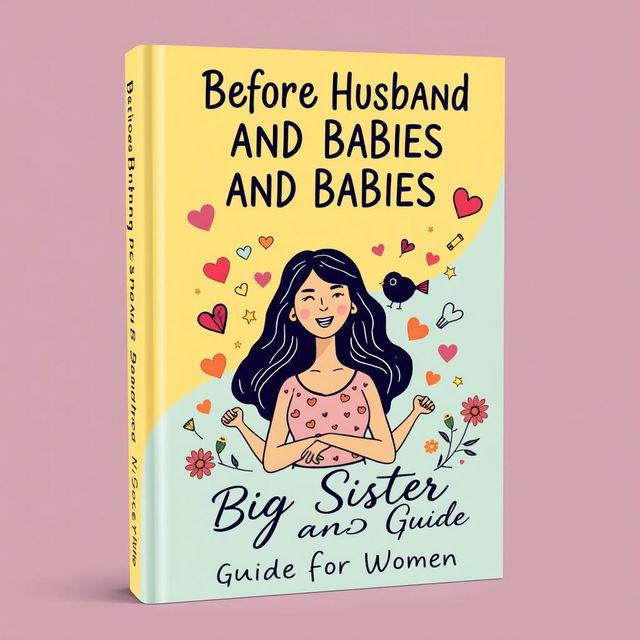 A visually appealing book cover design for a guide titled 'Before Husband and Babies: Big Sister Guide for Women'