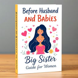 A visually appealing book cover design for a guide titled 'Before Husband and Babies: Big Sister Guide for Women'