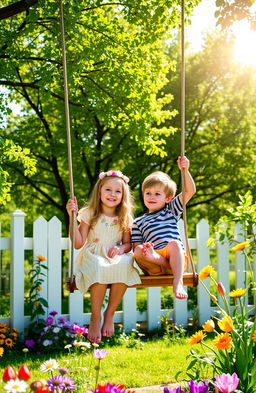 A serene spring afternoon scene with bright sunlight shining gently in a clear sky