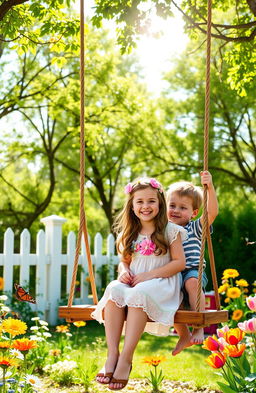 A serene spring afternoon scene with bright sunlight shining gently in a clear sky
