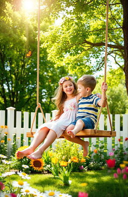 A serene spring afternoon scene with bright sunlight shining gently in a clear sky