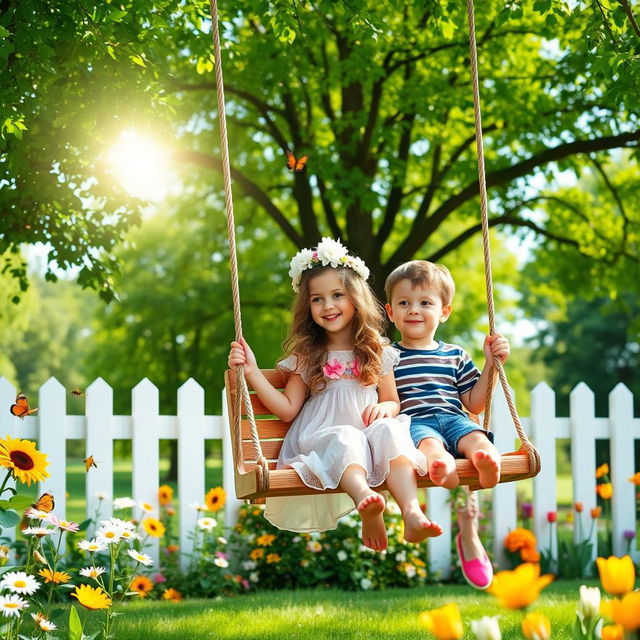 The sun gently shines in a clear sky with lush trees providing shade