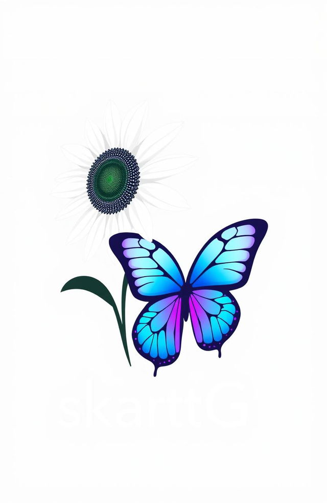 A sleek and modern logo featuring a white sunflower (girazol) combined with a blue and purple butterfly