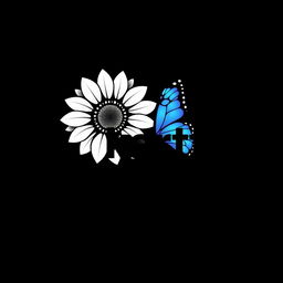 A sleek and modern logo featuring a white sunflower (girazol) combined with a blue and purple butterfly