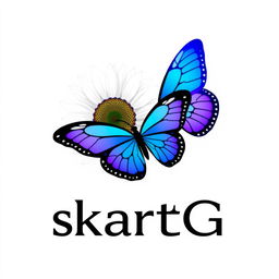 A sleek and modern logo featuring a white sunflower (girazol) combined with a blue and purple butterfly