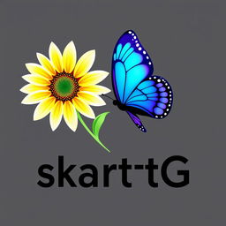 A sleek and modern logo featuring a white sunflower (girazol) paired with a blue and purple butterfly
