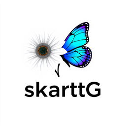 A sleek and modern logo featuring a white sunflower (girazol) paired with a blue and purple butterfly