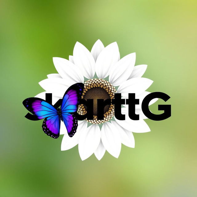 A modern logo featuring a white sunflower (girazol) alongside a blue and purple butterfly