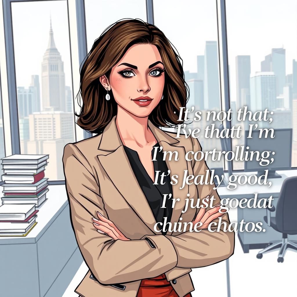 A hyper-realistic illustration of a confident Executive Assistant in a modern office environment