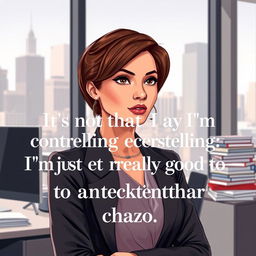 A hyper-realistic illustration of a confident Executive Assistant in a modern office environment