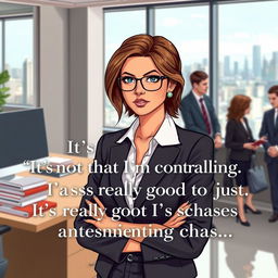 A hyper-realistic illustration of a confident Executive Assistant in a modern office environment