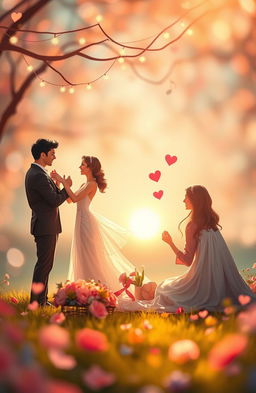 A vibrant and romantic atmosphere depicting the essence of love, with a soft bokeh background filled with warm pastel colors