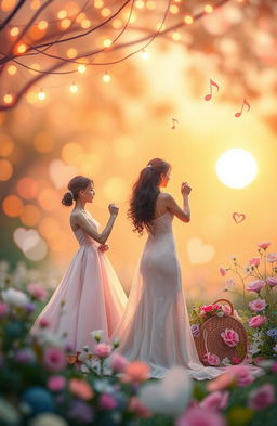 A vibrant and romantic atmosphere depicting the essence of love, with a soft bokeh background filled with warm pastel colors