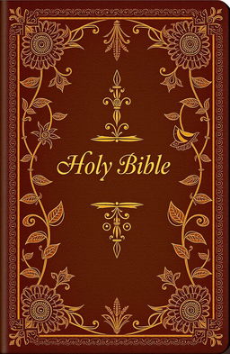 A beautifully designed cover for a Bible featuring intricate Borneo ethnic patterns and motifs