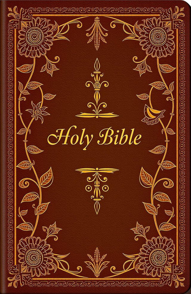 A beautifully designed cover for a Bible featuring intricate Borneo ethnic patterns and motifs