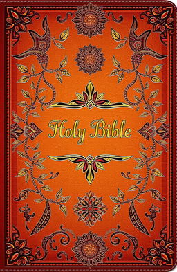 A beautifully designed cover for a Bible featuring intricate Borneo ethnic patterns and motifs