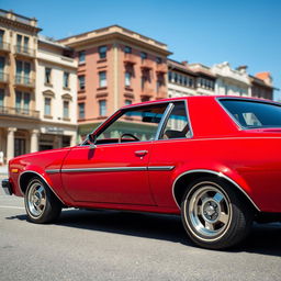 A striking 1980 Chevrolet Opala, featuring its iconic design with a sleek red exterior and distinctive chrome accents