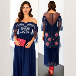 An elegant graduation dress that combines modern sophistication with subtle Dominican Republic influences