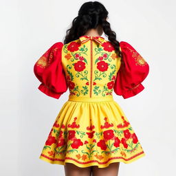 A contemporary twist on a traditional Dominican dress, celebrating cultural heritage while embracing modern flair