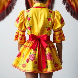 A contemporary twist on a traditional Dominican dress, celebrating cultural heritage while embracing modern flair