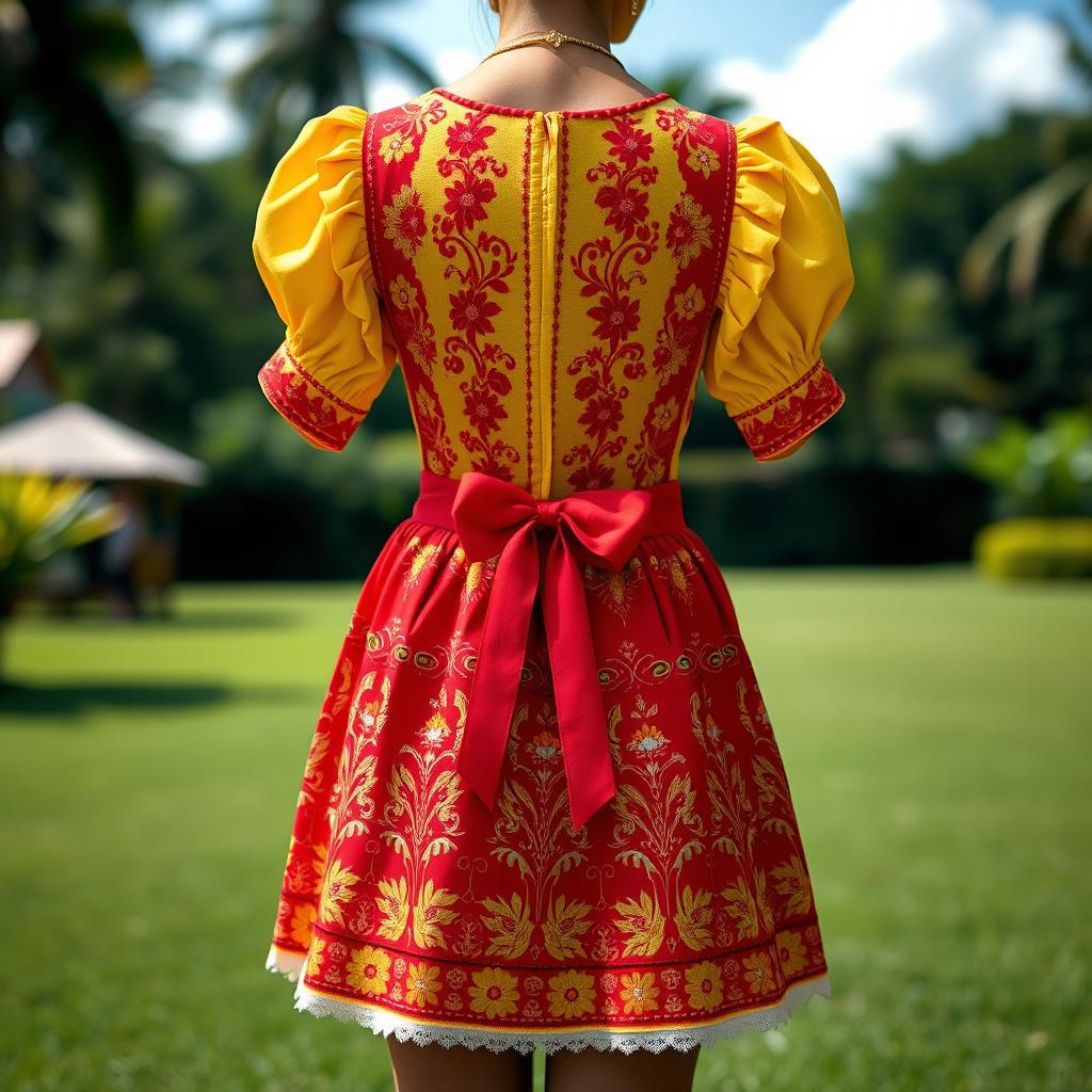 A contemporary twist on a traditional Dominican dress, celebrating cultural heritage while embracing modern flair