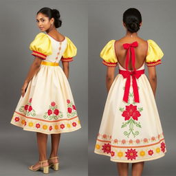 A contemporary twist on a traditional Dominican dress, celebrating cultural heritage while embracing modern flair