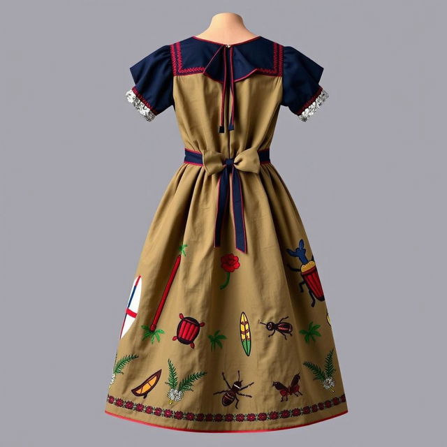 A traditional Dominican dress with modern touches that celebrates cultural heritage while embracing a contemporary feel