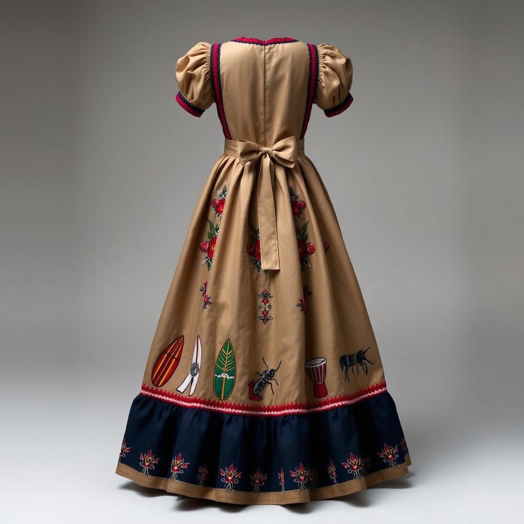 A traditional Dominican dress with modern touches that celebrates cultural heritage while embracing a contemporary feel