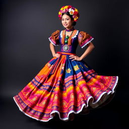 A folkloric costume from the Dominican Republic, rich in vibrant colors and cultural symbolism