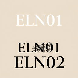 A design featuring text that says 'ELN01 ELN02' prominently displayed in a modern and elegant font