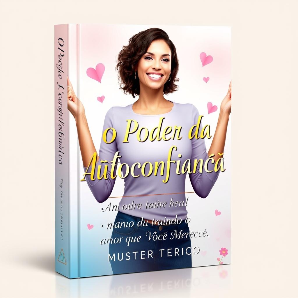 A visually striking book cover titled 'O Poder da Autoconfiança: Atraindo o Amor que Você Merece'