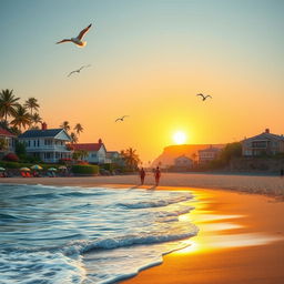 A scenic view of South Point, an imaginary coastal town characterized by its beautiful beaches and stunning cliffs