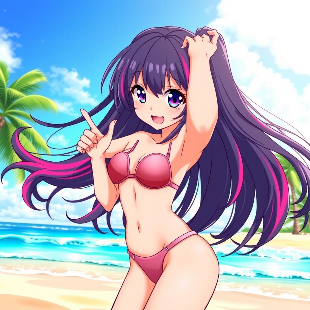 An eye-catching illustration of an anime girl confidently wearing a stylish thong