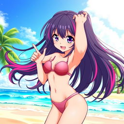 An eye-catching illustration of an anime girl confidently wearing a stylish thong