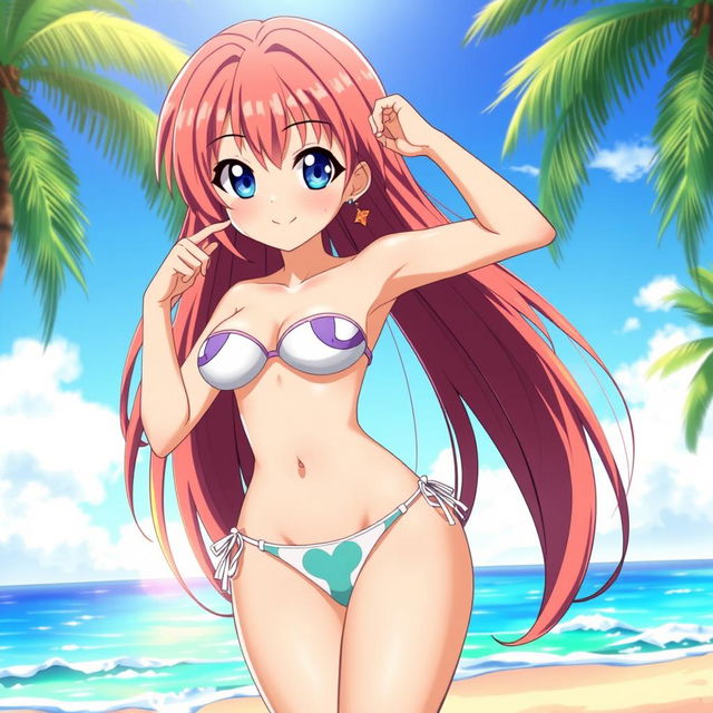 An eye-catching illustration of an anime girl confidently wearing a stylish thong