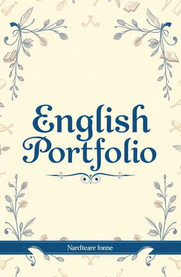 A beautifully designed cover page for an English portfolio, featuring a subtle yet elegant background pattern of classic literary symbols such as quills, books, and scrolls