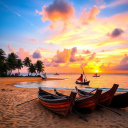 A picturesque Dominican landscape featuring a beautiful beach at sunset