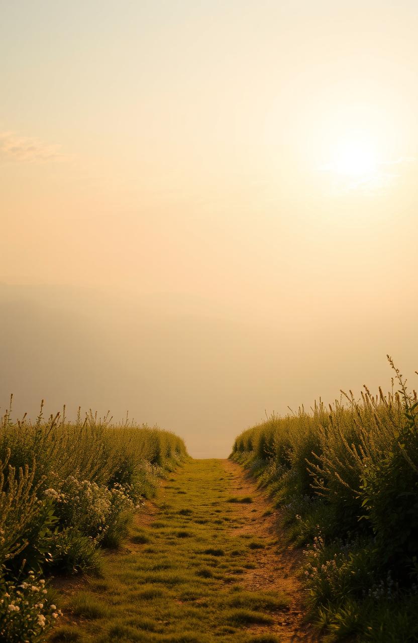 A serene and inspiring landscape pathway leading towards a peaceful horizon, symbolizing a journey of healing and love under the promise of God