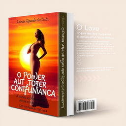 A visually striking and empowering book cover design for 'O Poder da Autoconfiança: Atraindo o Amor que Você Merece' by Denise Ripardo da Costa