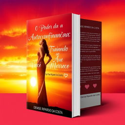 A visually striking and empowering book cover design for 'O Poder da Autoconfiança: Atraindo o Amor que Você Merece' by Denise Ripardo da Costa