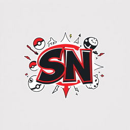 An epic logo design featuring bold, vibrant red, deep black, and striking white colors, creatively designed to resemble a Pokémon style aesthetic