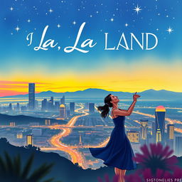 A vibrant and artistic movie poster for the film 'La La Land'
