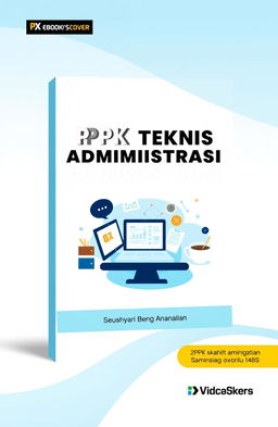 A professional and modern eBook cover design for "PPPK Teknis Administrasi" featuring a sleek, clean layout
